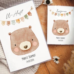 U-Hefthülle Impfpasshülle Set personalisiert, U-Hefthülle mit Namen und Geburtsdaten, Geschenk für Neugeborene, Babyparty