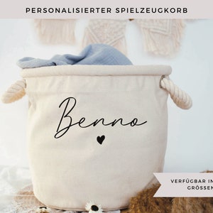 personalisierter Spielzeugkorb, Aufbewahrungskorb mit Namen, Kinderzimmerdeko mit Namen personalisiert, Spielzeugkorb Babyzimmer