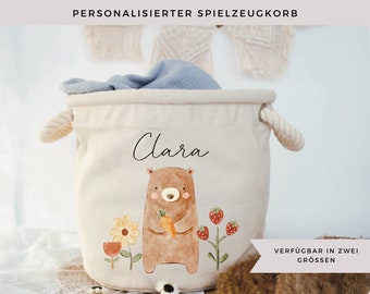 personalized toy basket, storage basket children's room with name, children's room decoration forest animals with name