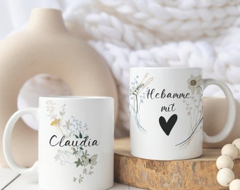 personalisierte Tasse für Hebammen, Tasse mit Namen für die beste Hebamme, Dankeschön Geschenk Hebamme