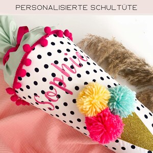 personalisierte Schultüte aus Stoff, Zuckertüte mit Namen, Schultüte Stoff Mädchen, Schultüte Eis Glitzer, Geschwistertüte mit Namen
