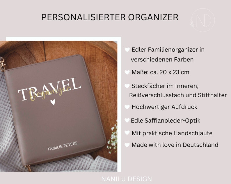 Organizer for travel documents with names Family organizer personalized Travel organizer personalized I travel documents organizer image 2