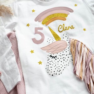 Chemise d'anniversaire enfants, chemise d'anniversaire, chemise avec numéro, chemise filles, chemise anniversaire, chemise licorne, chemise enfant cheval, chemise avec nom image 3