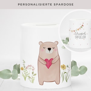 Personalisierte Spardose mit Namen Bär Geldgeschenk Kind Taufgeschenk Junge Mädchen