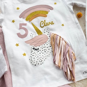 Chemise d'anniversaire enfants, chemise d'anniversaire, chemise avec numéro, chemise filles, chemise anniversaire, chemise licorne, chemise enfant cheval, chemise avec nom image 4