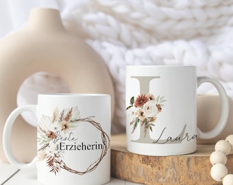 personalisierte Tasse für Erzieherinnen, Abschiedsgeschenk Kita, Tasse mit Namen für Erzieherinnen, Dankeschön Geschenk Kita