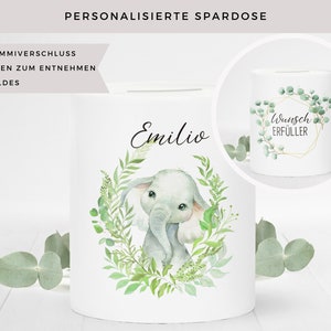 Personalisierte Spardose mit Namen Elefant Geldgeschenk Kind