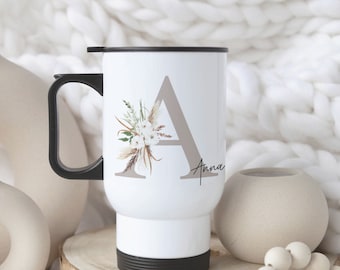 personalized thermal mug, stainless steel thermal mug, thermal mug to go with name, personalized mug