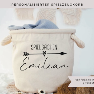 personalisierter Spielzeugkorb, Aufbewahrungskorb mit Namen, Kinderzimmerdeko mit Namen personalisiert, Spielzeugkiste Babyzimmer