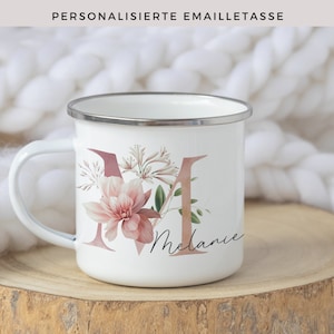 personalisierte Emaille Tasse als Geschenk für die Frau Emailletasse personalisiert mit Name Geschenk Muttertag Tasse mit Initialen