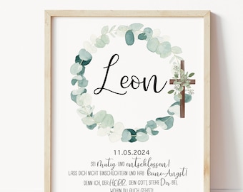 personalized poster for communion / baptism / confirmation, communion gift, baptism gift idea with saying and name