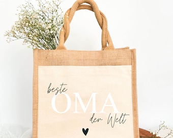 personalisierte Jutetasche Oma, Geschenktasche beste Oma, Geschenkidee Muttertag, Shopper beste Oma,