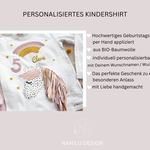 Geburtstagsshirt Kinder, Geburtstagsshirt, Shirt mit Zahl, Shirt Mädchen, Shirt Geburtstag, Shirt Einhorn, Pferd Kindershirt, Shirt mit Name Bild 5