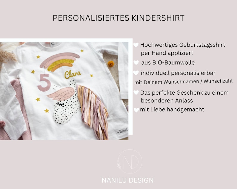 Geburtstagsshirt Kinder, Geburtstagsshirt, Shirt mit Zahl, Shirt Mädchen, Shirt Geburtstag, Shirt Einhorn, Pferd Kindershirt, Shirt mit Name Bild 5