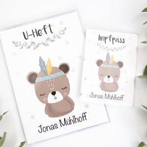 U-Heft Hülle und Impfpasshülle Set Jungen Bär Indianer mit Namen