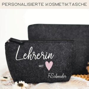 Farewell gift teacher, teacher with heart cosmetic bag, personalized cosmetic bag teacher, thank you teacher image 1