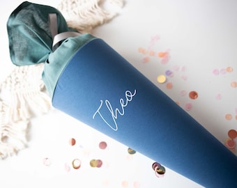 Fabric school cone with name, personalized school cone, individual school cone, schoolchild's candy cone, fabrics of your choice