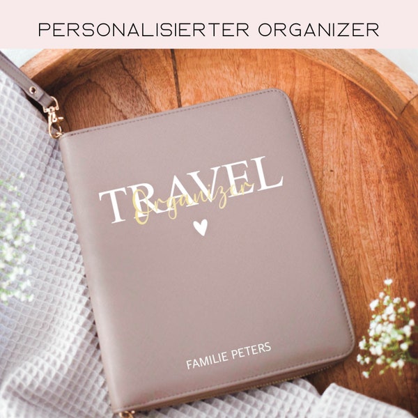 Organizer für Reiseunterlagen mit Namen | Familienorganizer personalisiert | Travelorganizer personalisiert I Reiseunterlagen Organizer