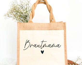 personalisierte Jute Tasche Brautmama, Geschenk Brautmutter, Geschenk zur Hochzeit Mama, Brautmama Geschenkidee