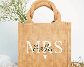 personalized jute bag bride, gift JGA, gift for the wedding bride, jute bag MRS