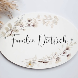 Türschild personalisiert Familie, Türschild personalisiert mit Namen Blumen Boho, Geschenkidee zur Hochzeit, Geschenk zum Einzug