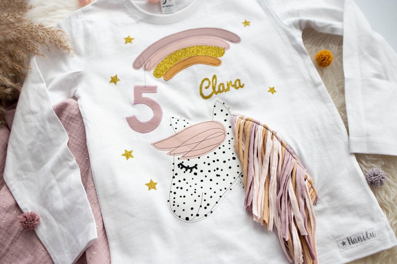 Chemise d'anniversaire enfants, chemise d'anniversaire, chemise avec numéro, chemise filles, chemise anniversaire, chemise licorne, chemise enfant cheval, chemise avec nom image 9