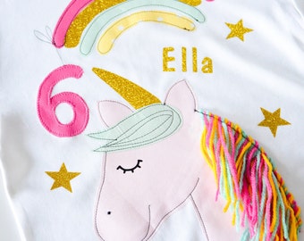 Birthday shirt children, birthday shirt, shirt with number, shirt girls, shirt birthday, shirt unicorn, children's shirt, shirt with name