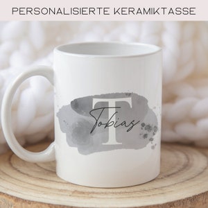 Tasse mit Buchstabe Namen, personalisierte Tasse mit Namen, Namenstasse mit Initialen, Geschenkidee Mann