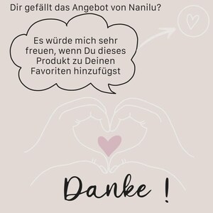 May include: A light beige graphic with the text "Dir gef&auml;llt das Angebot von Nanilu?" and a speech bubble with German text. Below, hands form a heart shape with a pink heart in the center, and the word "Danke!" is written below.