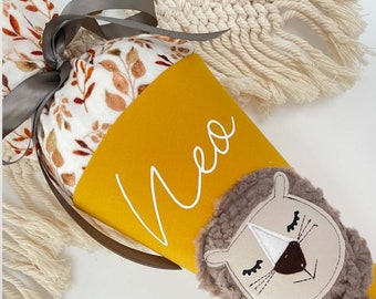 School cone made of fabric with name, personalized candy cone, lion school cone, school child candy cone