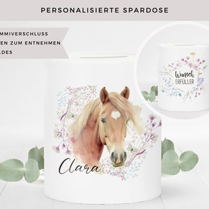 Personalisierte Spardose mit Namen Pferd Geldgeschenk Mädchen Geschenk Einschulung Geburtstag