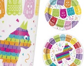 Boho Fiesta plates and cups, pinata Mexican floral paper plates mexican fiesta serviettes floral theme disposable napkins floral tableware