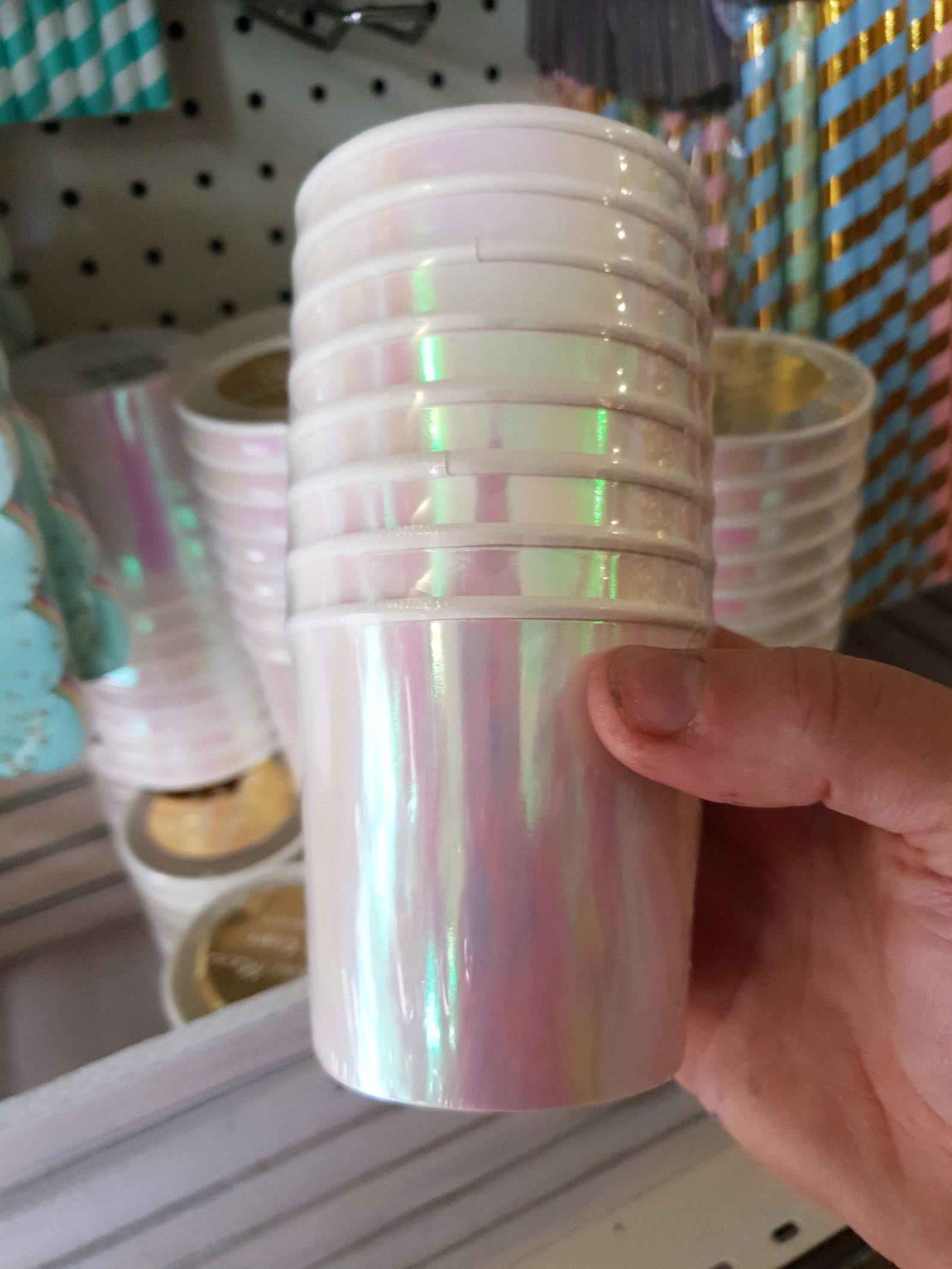 8 X Iridescent Cups Pastel Cups Paper Tumbler Mermaid Etsy