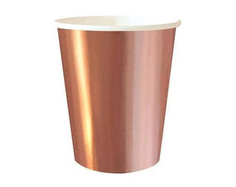 8x rose gold paper cups, party cups, wedding table decor, disposable cups, rose gold table decor, rose gold theme, baby shower, gold cups