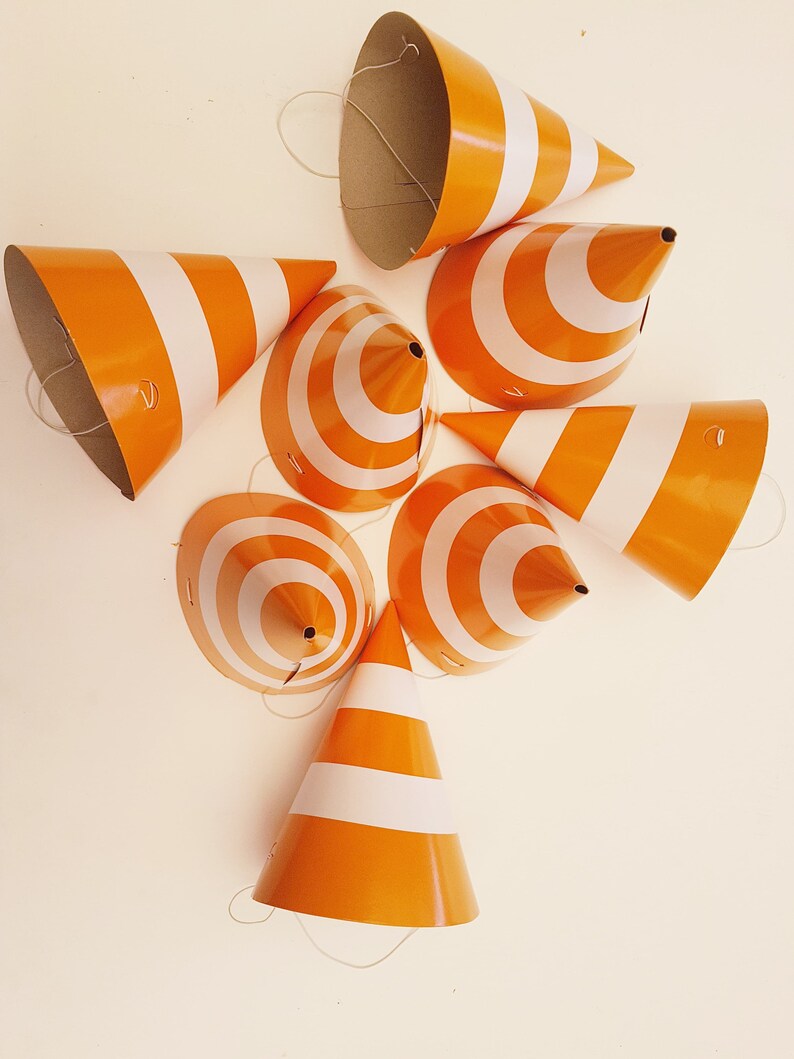 Traffic Cone Party Hats Construction Party Construction Theme Etsy