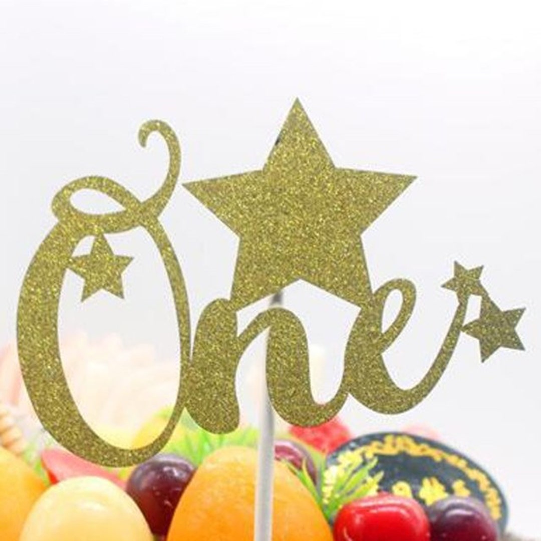 Glitter Cake Topper, One Cake Topper Gold Cake Topper First Birthday ...