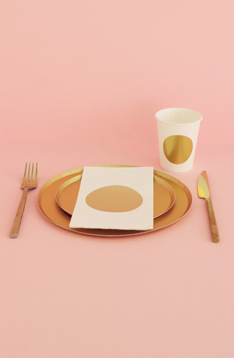 Matte Gold Tableware disposable paper plates cups gold rimless Etsy