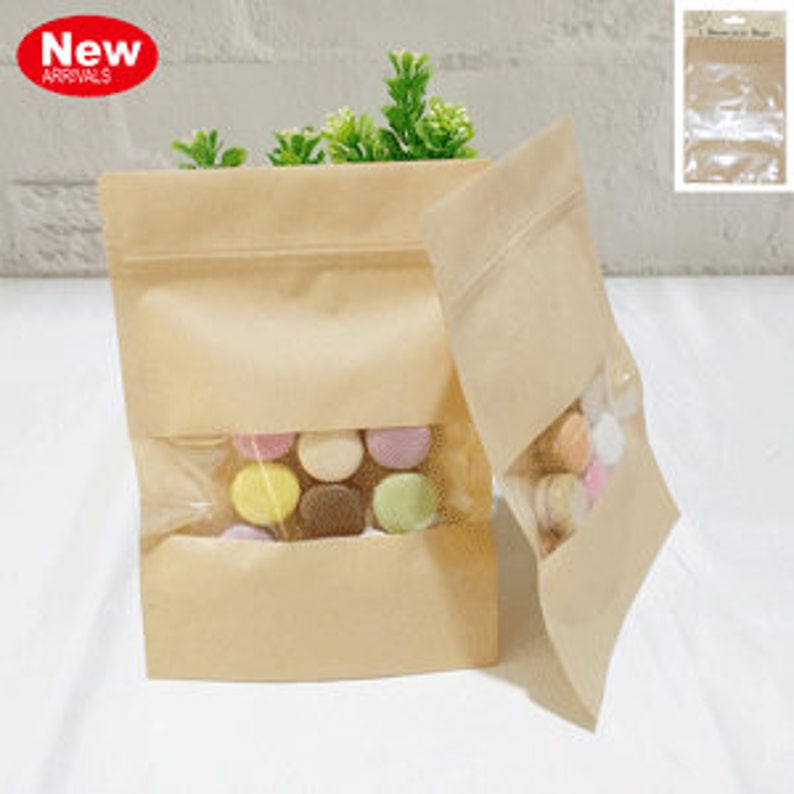 Kraft Bags Resealable Bags Window Bags Kraft Cookie Bags Etsy