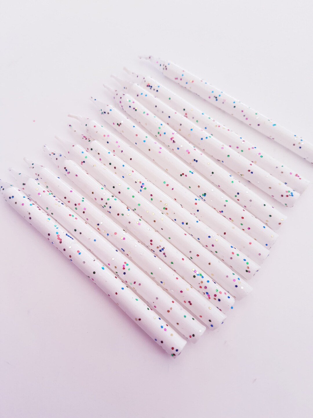 12x Rainbow Glitter Candles, Birthday Candles Rainbow Birthday Theme