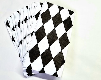 Harlequin Check Napkins | black and white | alice in wonderland | vintage | checkered table cloth | high tea gingham | garden party | plaid