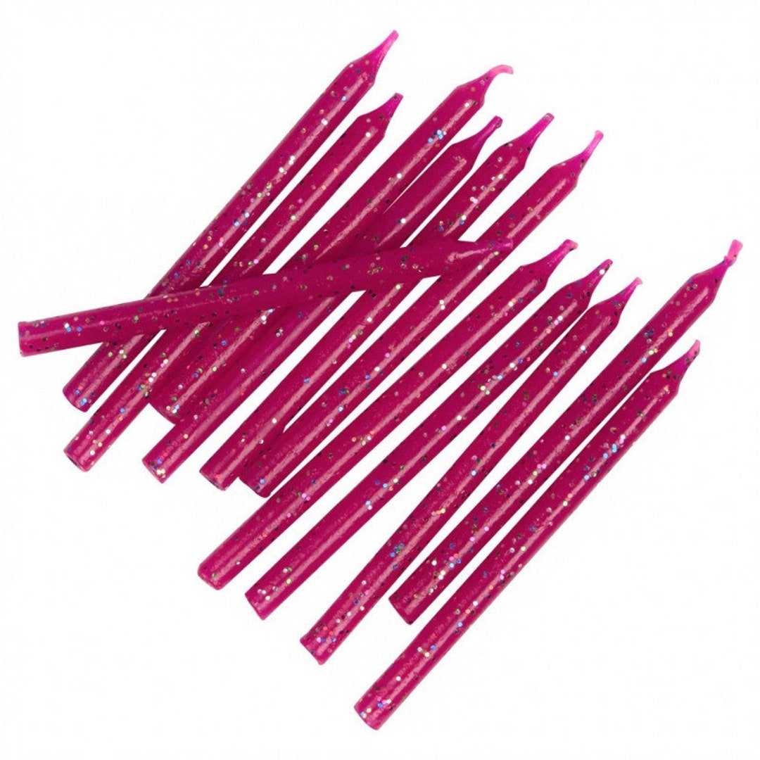 12x Pink Glitter Candles Birthday Candles Girl Baby Shower Etsy