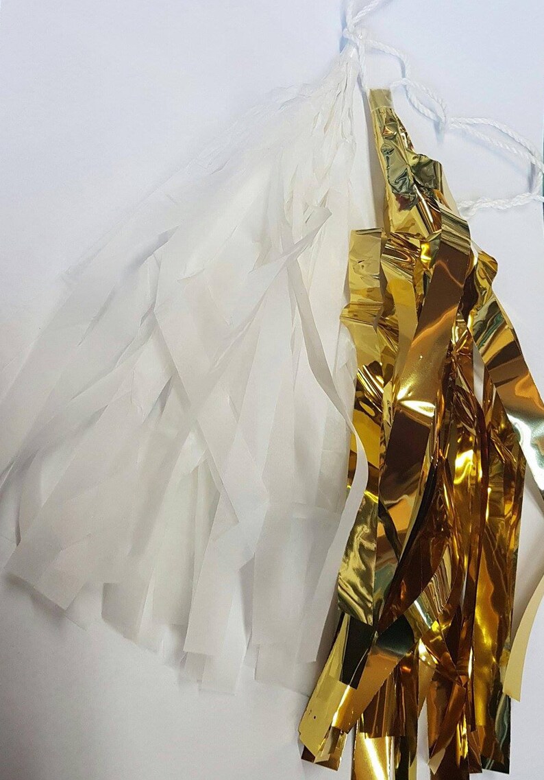 Gold and white tissue paper garland tassel garland gold Etsy