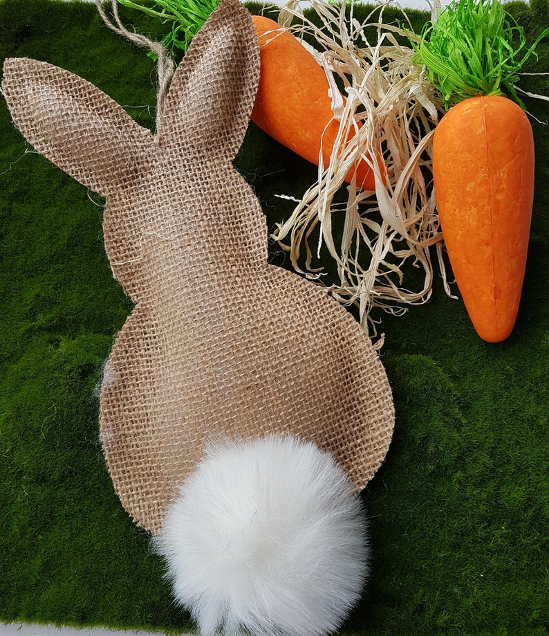 Hessian Easter Bunny Decoration Some Bunny Is One Farm Etsy