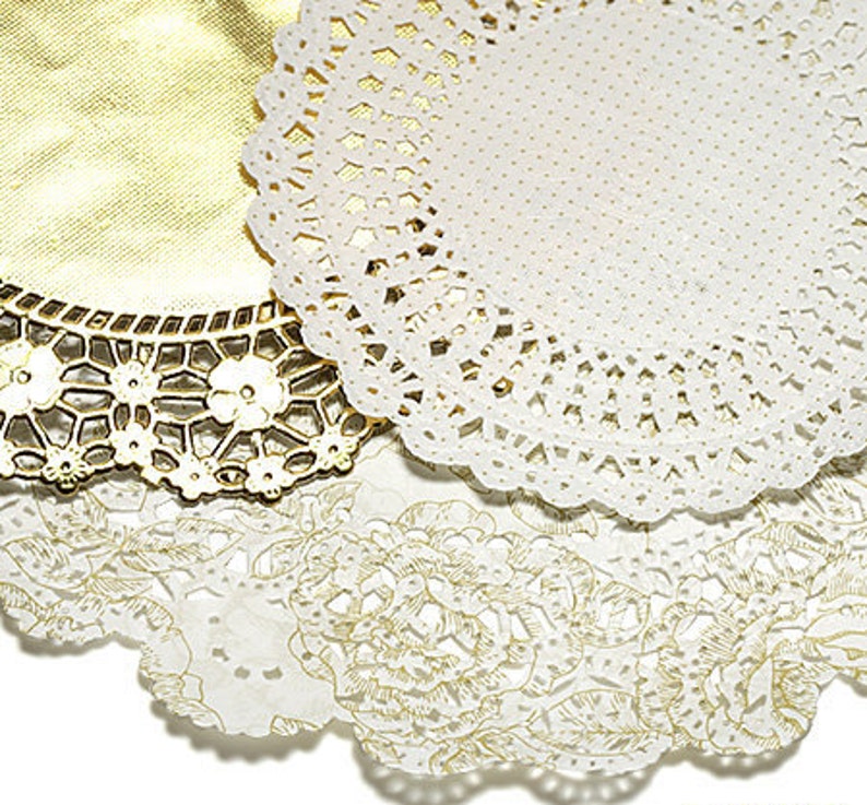 24 X Gold Paper Doilies Metallic Doilies Pink and Gold Gold Etsy