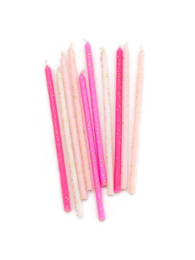 24 x Pink Ombre Candles, Pink and Gold, Glitter candles, Meri Meri, birthday candles, cake candles, cake topper, 1st birthday, cake bunting image 7