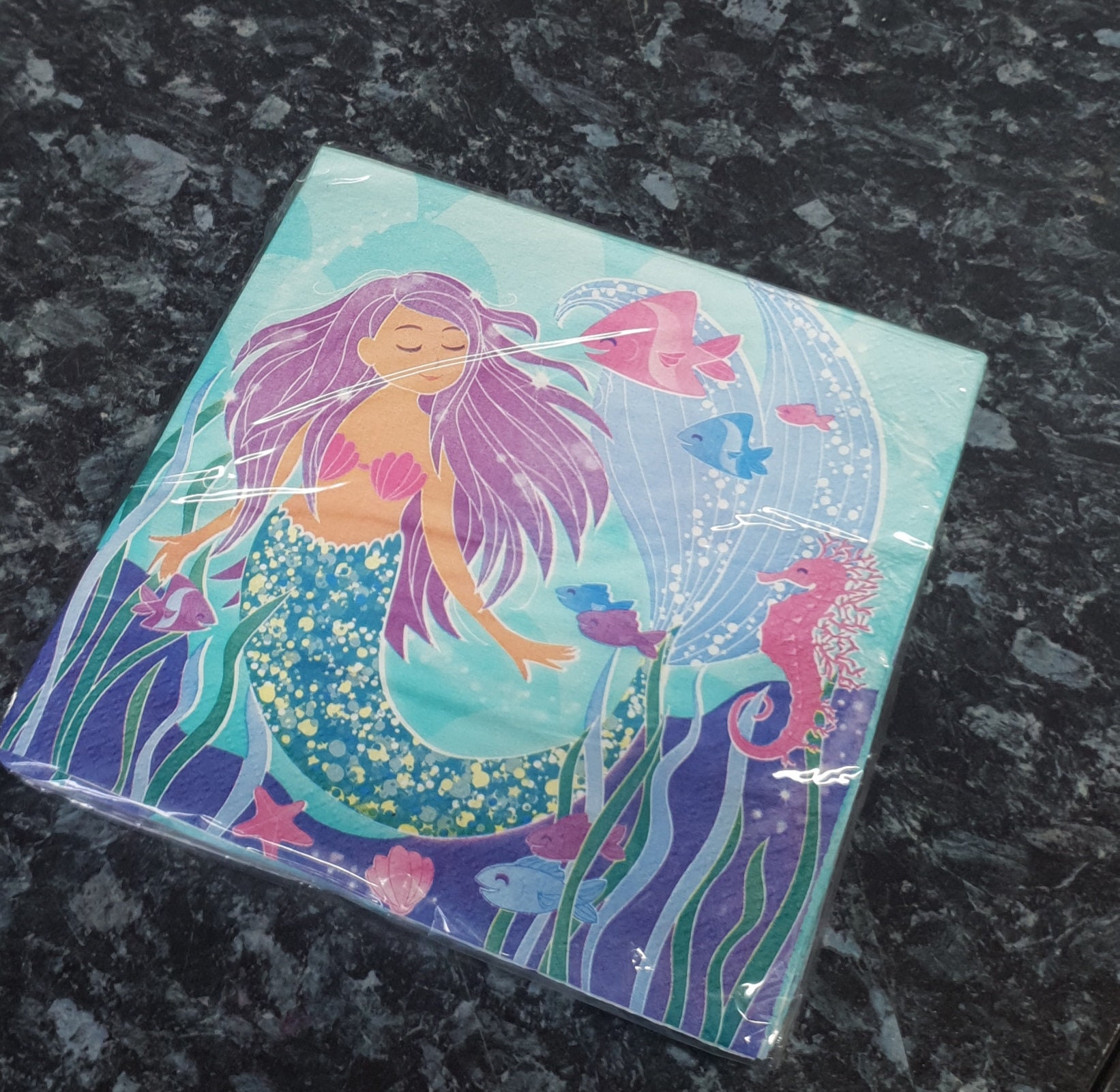 16 x Mermaid napkins Lunch napkins Blue Mermaid party Etsy