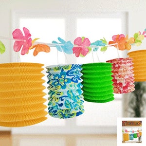 2.5mx tropical lantern garland, tropical theme, beach party, party lanterns, hanging decorations, paper party lanterns, paper decorations