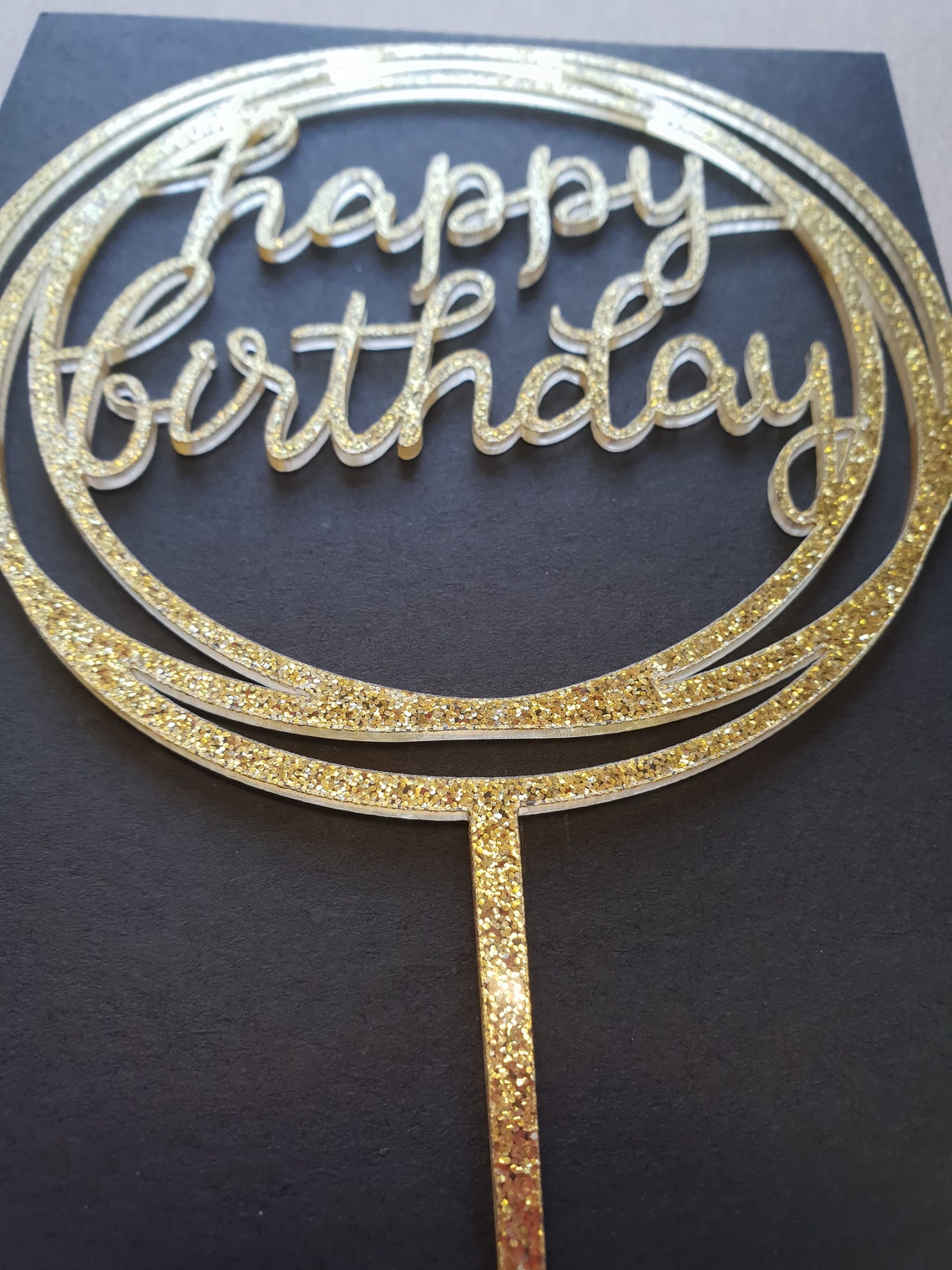 Happy birthday topper gold glitter cake topper gold birthday | Etsy