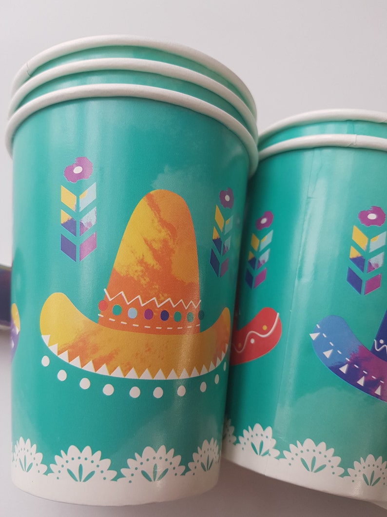 8x Fiesta Cups Mexican Party Paper Cups Tropical Theme - Etsy