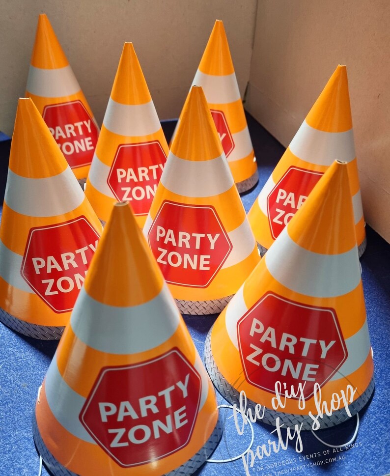 Traffic cone party hats Construction party construction theme | Etsy